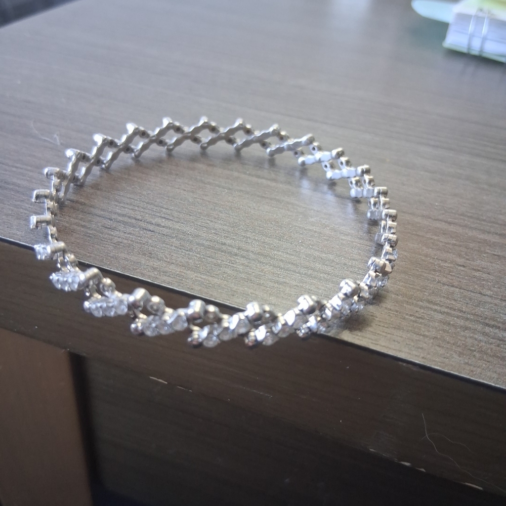 White Tennis Bracelet with Prong-Set Stones